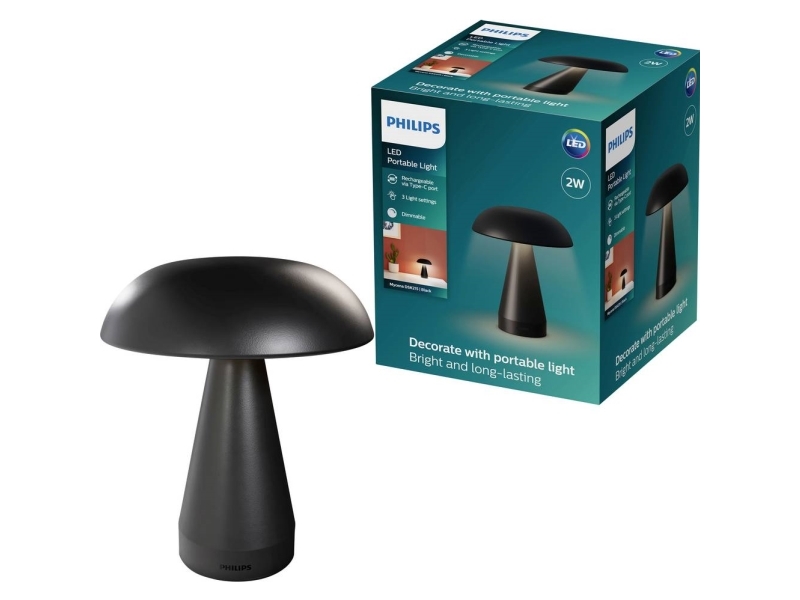 Philips 8721103148445 Batteridreven Led-Bordlampe Led (Rgb) Led Indbygget 3 W Sort