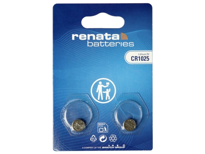 Renata Knopfzellenbox Cr1025 3 V, 2 Stück, 30 Mah, Li-Mno2 (704574)