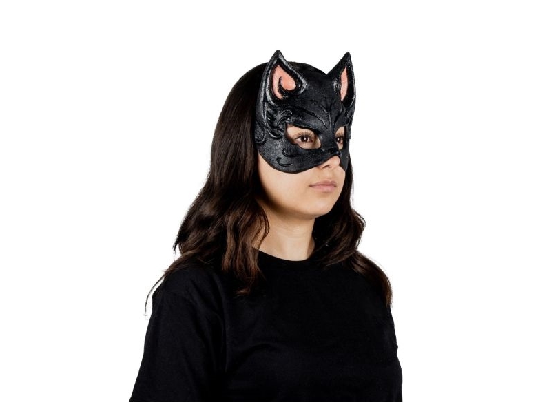 Sort Kattemaske, Håndmalet Latex Halvmaske