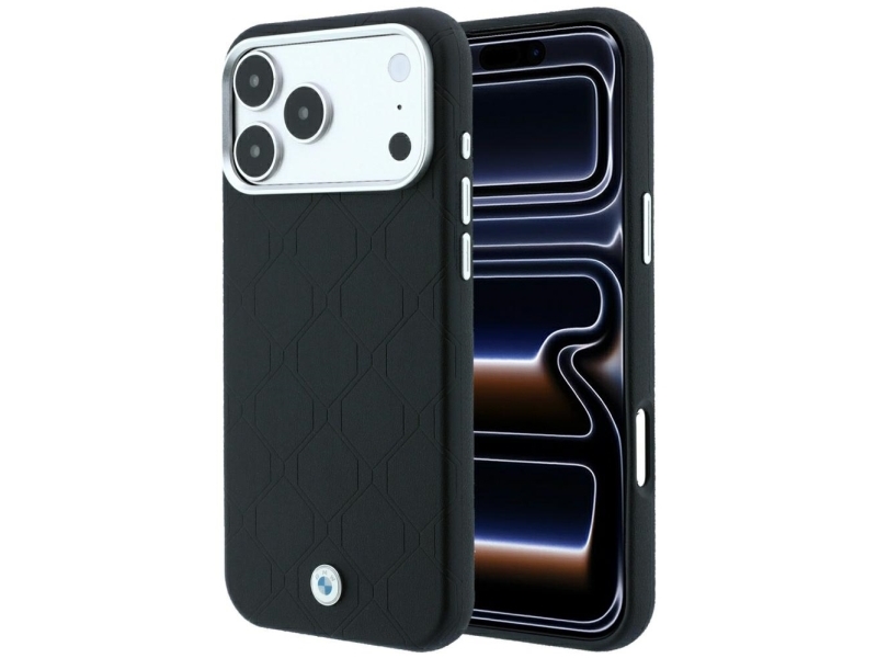 Bmw Sign Deboss Quilted Metal Logo Magsafe Case For Iphone 18 Pro Max / 17 Pro Max - Black
