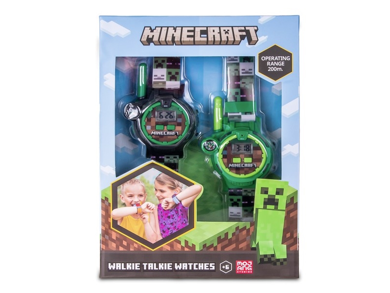 Set 2X Walkie Talkie Kurzwelle + Led Uhr Minecraft Für Kinder / Min40098