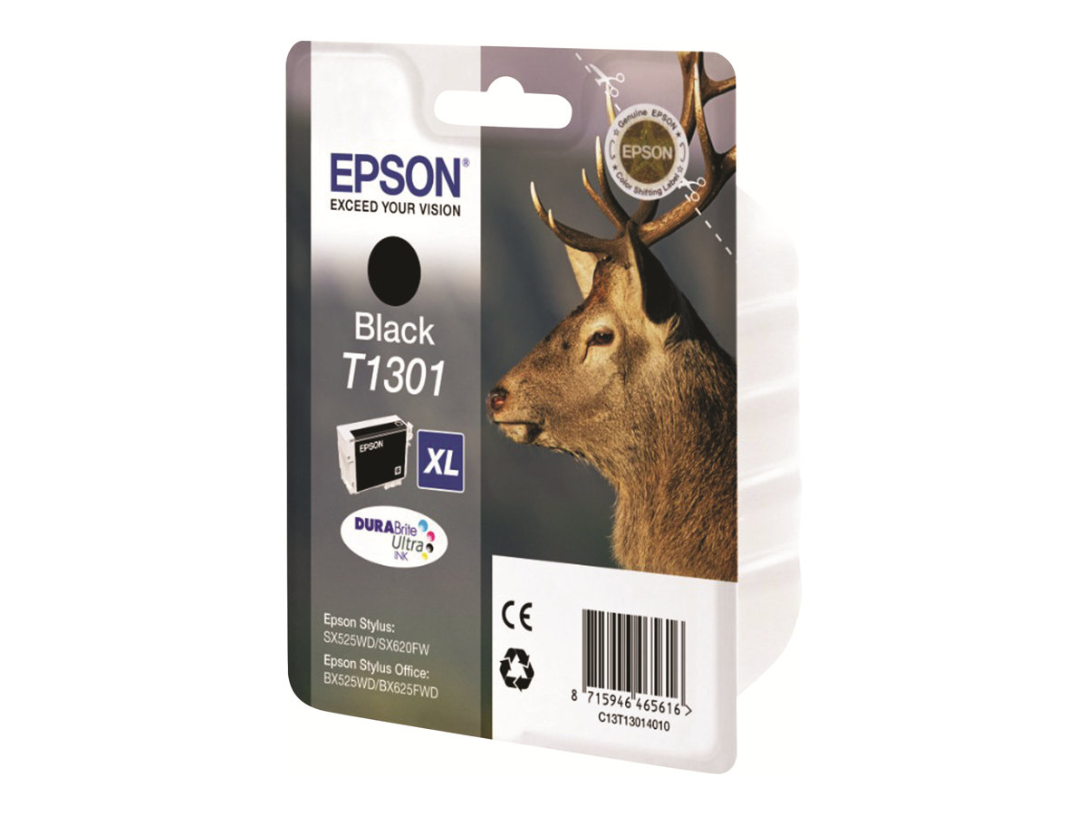 Epson T1301 - 25.4 Ml - Størrelse Xl - Sort - Original - Blister - Blækpatron - For Stylus Office Bx630, Bx635, Bx935 Workforce Wf-3010, 3520, 3530,