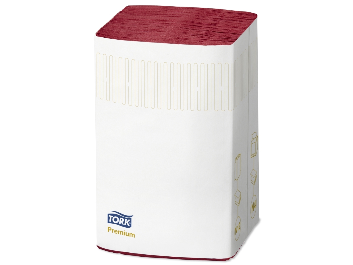 Dispenserserviet, Tork Premium N4, 2-lags, interfold, 21,3x16,5cm, bordeaux