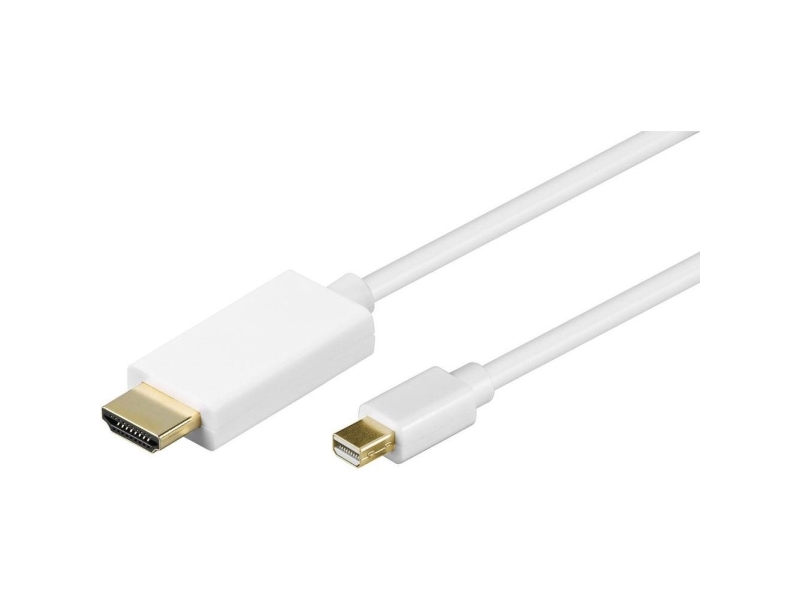 Goobay 1m Mini DisplayPort / HDMI Cable, 1 m, Mini DisplayPort, HDMI, Guld, Vit, Hane/Hane | Datortillbehör - Kablar & adaptrar - Videokablar & adaptrar | GameStuff