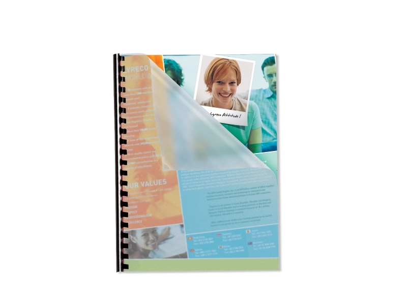 Spiralomslag, Pavo, A4, 280 µm, refleksfri, klar, plast, pakke a 100 stk