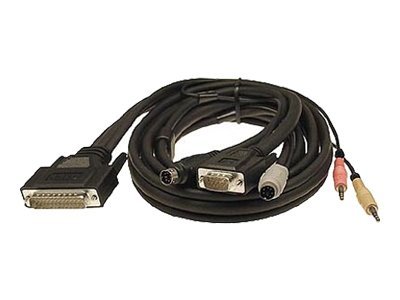 Aten - Tastatur- / Mus- / Video- / Lydkabel - Ps/2, Hd-15 (Vga), Mono-Ministik, Mini-Phone Stereo 3.5 Mm (Han) Til Db-25 (Han) - 1.8 M - Sort - For M