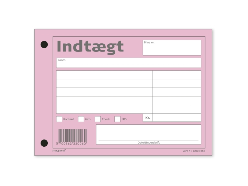 Inkomstblad 100x148 mm med 100 ark 92 2200 60 - (10 st) | Papper & Emballage - Block & Post-It - Blanketter & bokföring | GameStuff