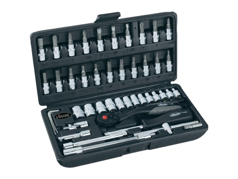 Vigor Top-Schlüsselsatz Metrisch 1/4 (6,3 Mm) 46-Teilig V2414