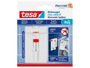 Tesa 77767-00000, Drinnen, Universalhaken, Grau, Rot, Weiß, Klebestreifen, 4 Kg, Putz
