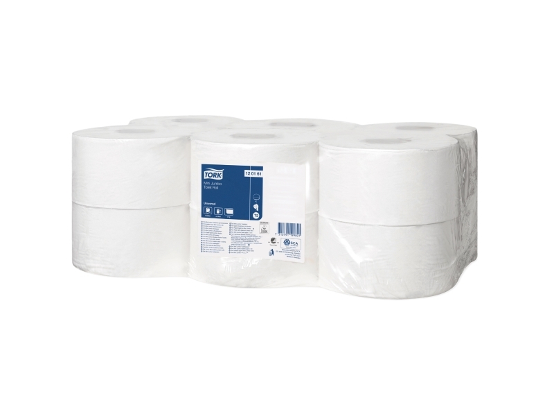 Toiletpapir Tork® Jumbo Mini Universal T2, 120161, 1-lags, pakke a 12 stk. | Rengöring - Avtorkning - Toalettpapper och dispensrar | GameStuff