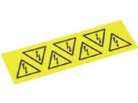 MARKO Etikett 100×100 mm gul med svart text märkning: blixt i triangel30 st (10 ark med 3 st)
