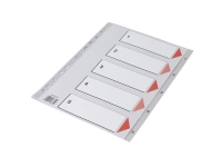 Plastregister Q-Line A4 1-5 grå m/kartonforblad - (25 sæt) Arkivering - Skilleark - PP-skilleark & Registre