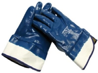 Handske fortuna blue str. 9 - Basishandske bomuld syet med manchet - nitril-belægning Klær og beskyttelse - Hansker - Arbeidshansker