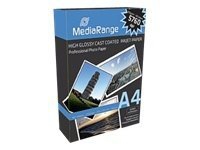 MediaRange – Högblank – bestruket – A4 (210 x 297 mm) – 160 g/m² – 100 ark fotopapper