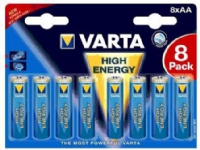 Varta 1x8 High Energy AA LR 6, Alkalisk, Cylindrisk, 1,5 V, AA, Blå