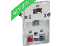 LK FUGA uttag 2-poligt + DK jord 16A med 5V USB-laddare 112 modul utan lock