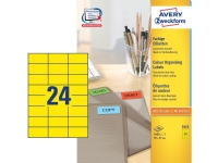 Avery - Gul - 70 x 37 mm 2400 etikett(er) (100 ark x 24) etiketter for arkivmapper Skrivere & Scannere - Papir