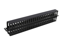 Deltacoimp 19 cable panel metal/plastic two-way channel 1U black 19-21