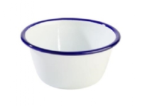 Skål 50 cl Ø13xH6 cm Emaljebelagt stål hvid med blå kant,stk