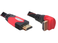 Delock High Speed HDMI with Ethernet – HDMI-kabel med Ethernet – HDMI hane till HDMI hane – 1 m – vinklad kontakt