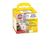 Avery A1933084, Hvit, Avrundet rektangel, Permanent, Svart på hvitt, Rolle, Folie Papir & Emballasje - Emballasje - Etiketter og etiketter