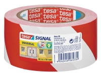 Advarselstape Tesa 50 mm x 66 m rød/hvid
