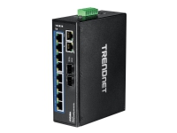 TRENDnet TI-G102 - Switch - ikke-styrt - 8 x 10/100/1000 + 2 x kombo-Gigabit SFP - DIN-skinnemonterbar, veggmonterbar - DC-strøm - TAA-samsvar