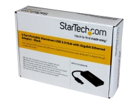 StarTech.com USB 3.0 Hub with Gigabit Ethernet Adapter - 3 Port - NIC - USB Network / LAN Adapter - Windows & Mac Compatible (ST3300GU3B) - Hub - 3 x SuperSpeed USB 3.0 + 1 x 10/100/1000 - stasjonær - for P/N: PEXUSB3S2EI, PEXUSB3S42, PEXUSB3S7, SVA5H2NEUA