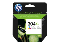 HP 304XL – High yield – färg (cyan magenta gul) – originalpatron – för AMP 130  Deskjet 26XX 37XX  Envy 50XX