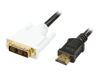 DELTACO – Adapterkabel – enkel länk – HDMI hane till DVI-D hane – 2 m – svart