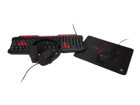 DELTACO 4-in-1 Gaming Gear Kit - Sett med tastatur, mus, hodetelefon og musepute - USB - Nordisk - svart Gaming - Gaming mus og tastatur - Gaming Tastatur