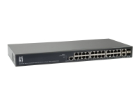 LevelOne GEP-2681 – Switch – L3 Lite – Administrerad – 24 x 10/100/1000 (PoE+) + 2 x Gigabit SFP – rackmonterbar – PoE+ (185 W)