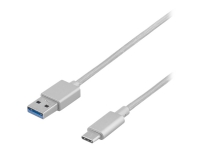 DELTACO Prime USBC-1257 – USB-kabel – USB-C (hane) till USB typ A (hane) – USB 3.1 Gen 1 – 1 m – silver
