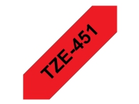 Brother TZe-451 – Standardlim – svart på röd – Rulle ( 2,4 cm x 8 m) 1 kassett(er) bandlaminat – för Brother PT-D600  P-Touch PT-3600 D800 E550 E800 P750 P900 P950  P-Touch EDGE PT-P750