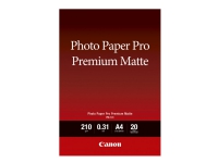 Canon Pro Premium PM-101 - Glatt matt - 310 mikroner - A4 (210 x 297 mm) - 210 g/m² - 20 ark fotopapir - for PIXMA PRO-1, PRO-10, PRO-100 Papir & Emballasje - Hvitt papir - fotopapir