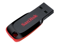 SanDisk Cruzer Blade - USB-flashstasjon - 64 GB - USB 2.0 - svart, rød PC-Komponenter - Harddisk og lagring - USB-lagring