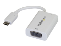 StarTech.com USB C to VGA Adapter with Power Delivery, 1080p USB Type-C to VGA Monitor Video Converter with Charging, 60W PD Pass-Through, Thunderbolt 3 Compatible Projector Adapter, White - Digital to Analog (CDP2VGAUCPW) - Extern videoadapter - USB-C - VGA - vit