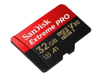 SanDisk Extreme Pro - Flashminnekort (microSDXC til SD-adapter inkludert) - 32 GB - A1 / Video Class V30 / UHS-I U3 - 667x - microSDHC UHS-I Tele & GPS - Mobilt tilbehør - Minnekort