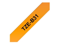 Brother TZe-B31 – Svart på fluorescerande orange – Rulle (1,2 cm x 5 m) 1 kassett(er) bandlaminat – för Brother PT-D210 D600 H110  P-Touch PT-1005 1010 D450 D800 H110 P300 P900 P950