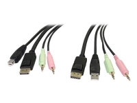 StarTech.com 6ft 4-in-1 USB DisplayPort® KVM Switch Cable w/ Audio & Microphone (DP4N1USB6) – Video/USB/ljud-kabel – USB mini-phone stereo 3.5 mm DisplayPort (hane) till USB mini-phone stereo 3.5 mm DisplayPort (hane) – 1.8 m – formpressad – svart – för P/N: SV231DPU SV231DPUA