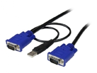 StarTech.com 6 ft Ultra-Thin USB 2-in-1 KVM Cable – Keyboard / video / mouse / USB cable – USB HD-15 (VGA) (M) to HD-15 (VGA) (M) – 6 ft – black – SVECONUS6 – Tangentbords-/video-/mus-/USB-kabel – USB HD-15 (VGA) (hane) till HD-15 (VGA) (hane) – 1.83 m – svart – för P/N: CAB831HDU RACKCONS1908 SV1631DUSBUK SV565DUTPU SV565UTPUL SV831DUSBUK