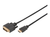 DIGITUS – Adapterkabel – enkel länk – HDMI hane till DVI-D hane – 2 m – dubbelt skärmad – svart – tumskruvar