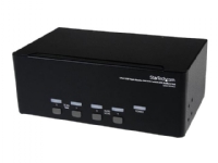 StarTech.com DVI USB KVM-switch för tre skärmar med 4 portar audio och USB 2.0-hubb – Omkopplare för tangentbord/video/mus/ljud/USB – 4 x KVM/ljud/USB – 1 lokal användare – skrivbordsmodell – för P/N: SV431RACK SVA12M2NEUA SVA12M5NA