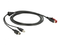 Delock – USB-kabel med egen strömförsörjning – USB PlusPower (24 V) (hane) till USB typ B Ström mini-DiN (hane) – 24 V – 2 m – svart