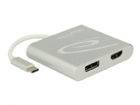 Delock - Ekstern videoadapter - USB-C - HDMI, DisplayPort - sølv - løsvekt PC-Komponenter - Skjermkort & Tilbehør - USB skjermkort