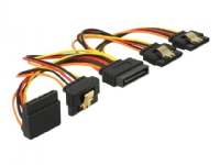 Delock - Strömdelare - SATA-ström (P) rak till SATA-ström (R) vinklad/rak - 3.3 / 5 / 12 V - 15 cm - sprintlåsning - svart, gul, röd, orange