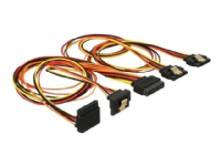 Delock - Strömdelare - SATA-ström (P) rak till SATA-ström (R) vinklad/rak - 3.3 / 5 / 12 V - 50 cm - sprintlåsning - svart, gul, röd, orange