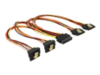 Delock - Strömdelare - SATA-ström (P) rak till SATA-ström (R) vinklad/rak - 3.3 / 5 / 12 V - 30 cm - sprintlåsning - svart, gul, röd, orange