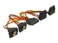 Delock - Strömdelare - SATA-ström (P) spärrad till SATA-ström (R) metallklämma - 3.3 / 5 / 12 V - 15 cm - svart, gul, röd, orange