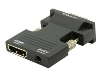 MicroConnect – HDMI-adapter – HDMI hona till HD-15 (VGA) stereo mini jack – svart – tumskruvar
